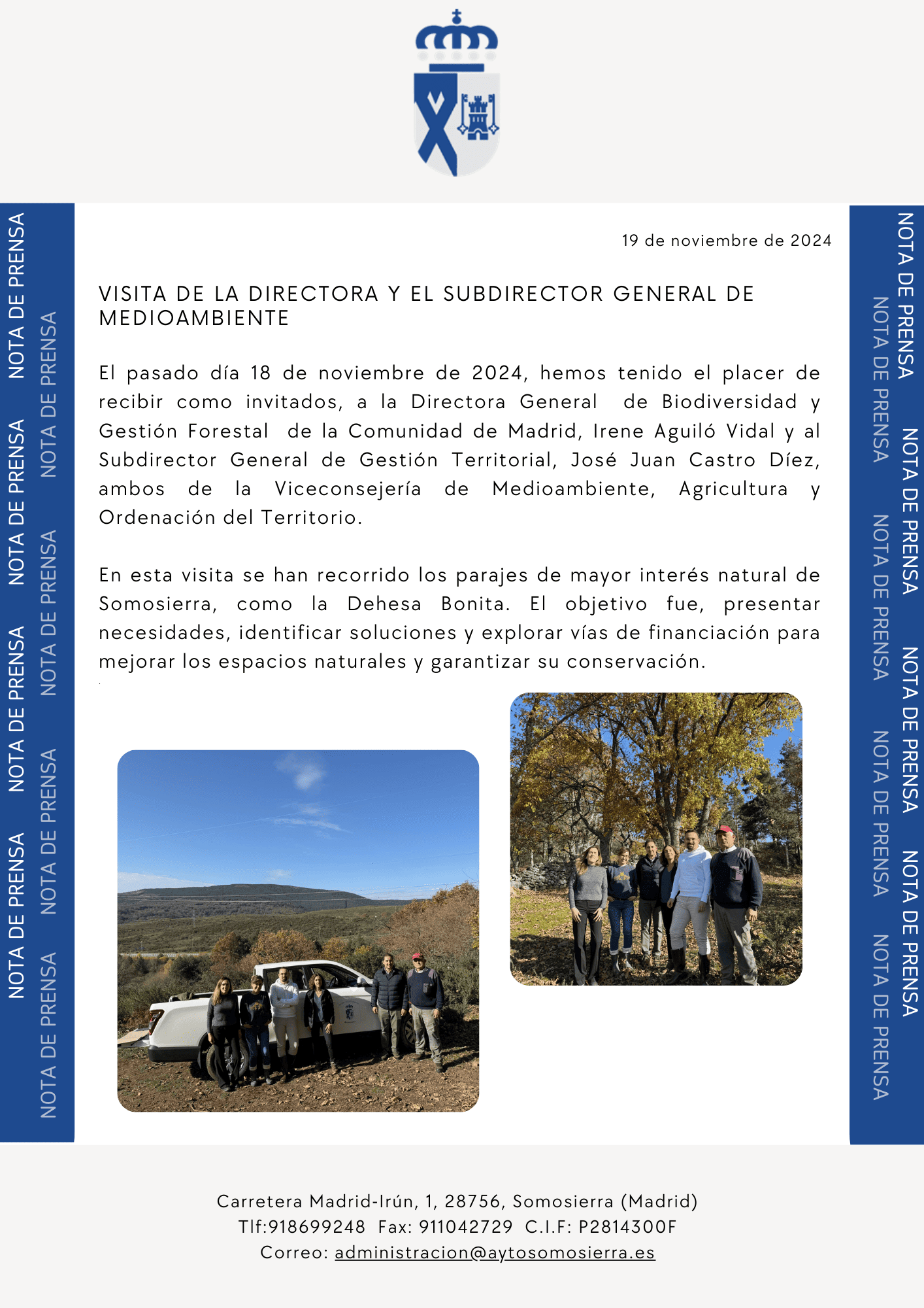 Nota de Prensa Visita DG Medioambiente