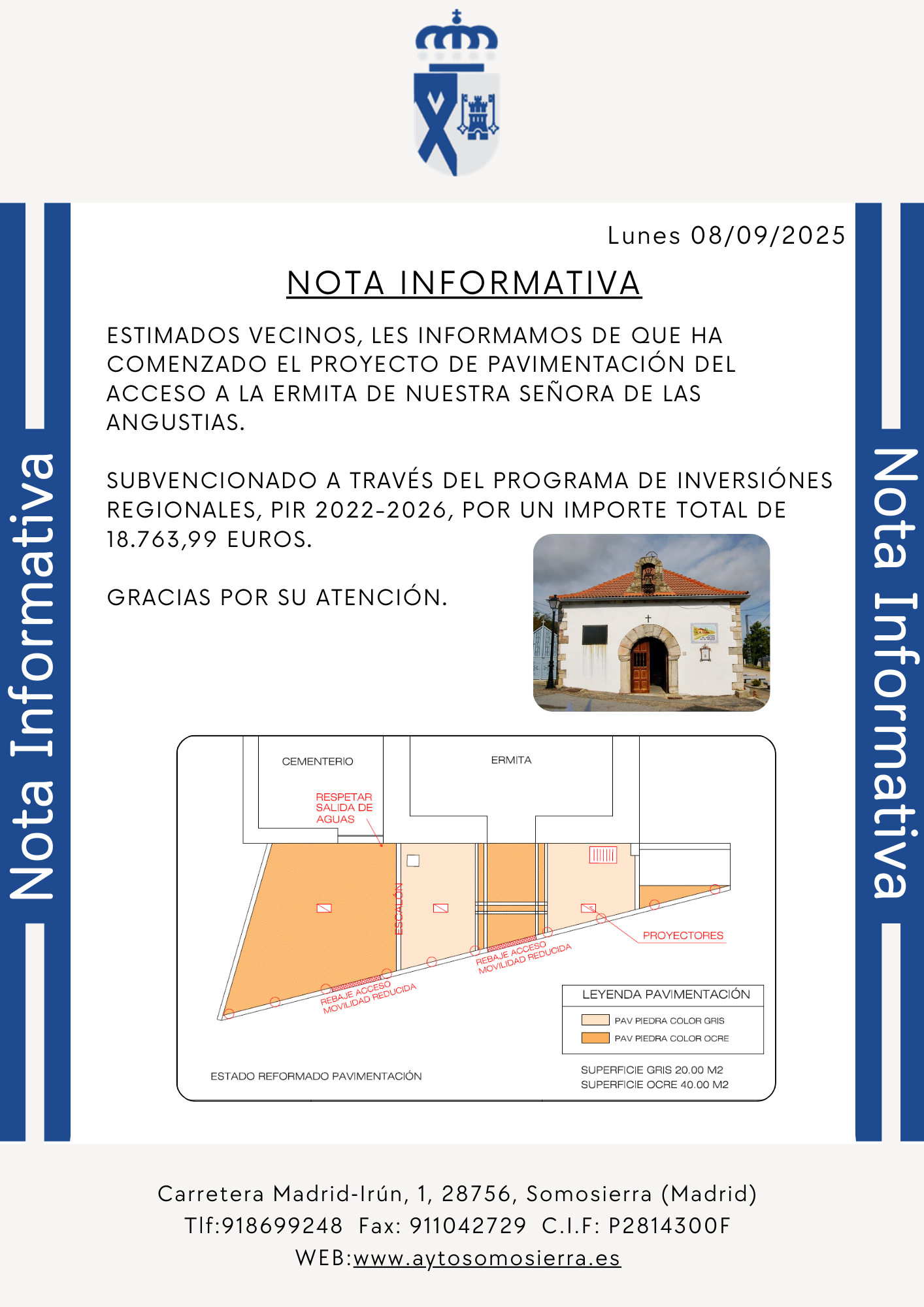 Nota Informativa Pavimentacion Acceso Ermita