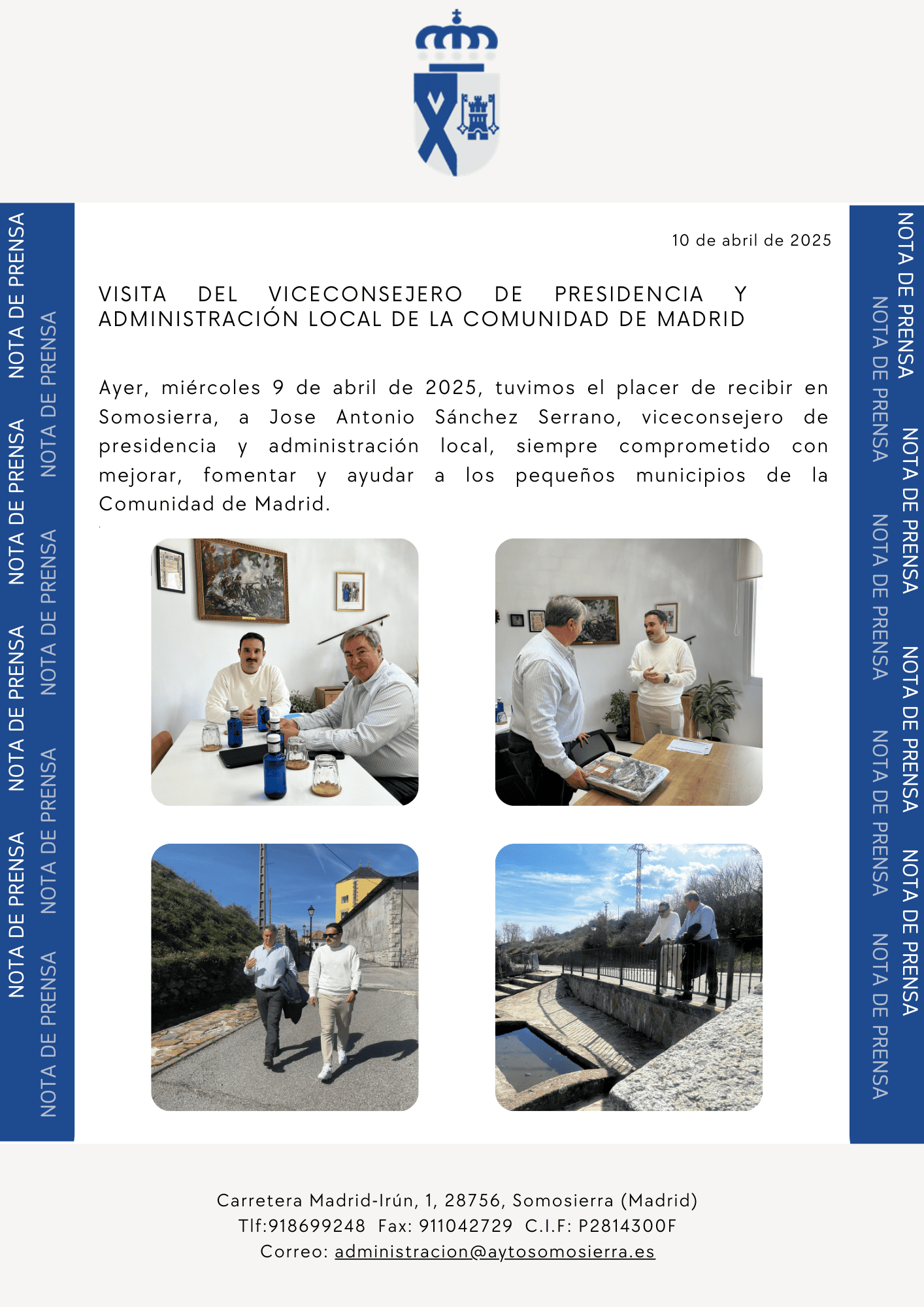 Nota de Prensa Visita Viceconsejero