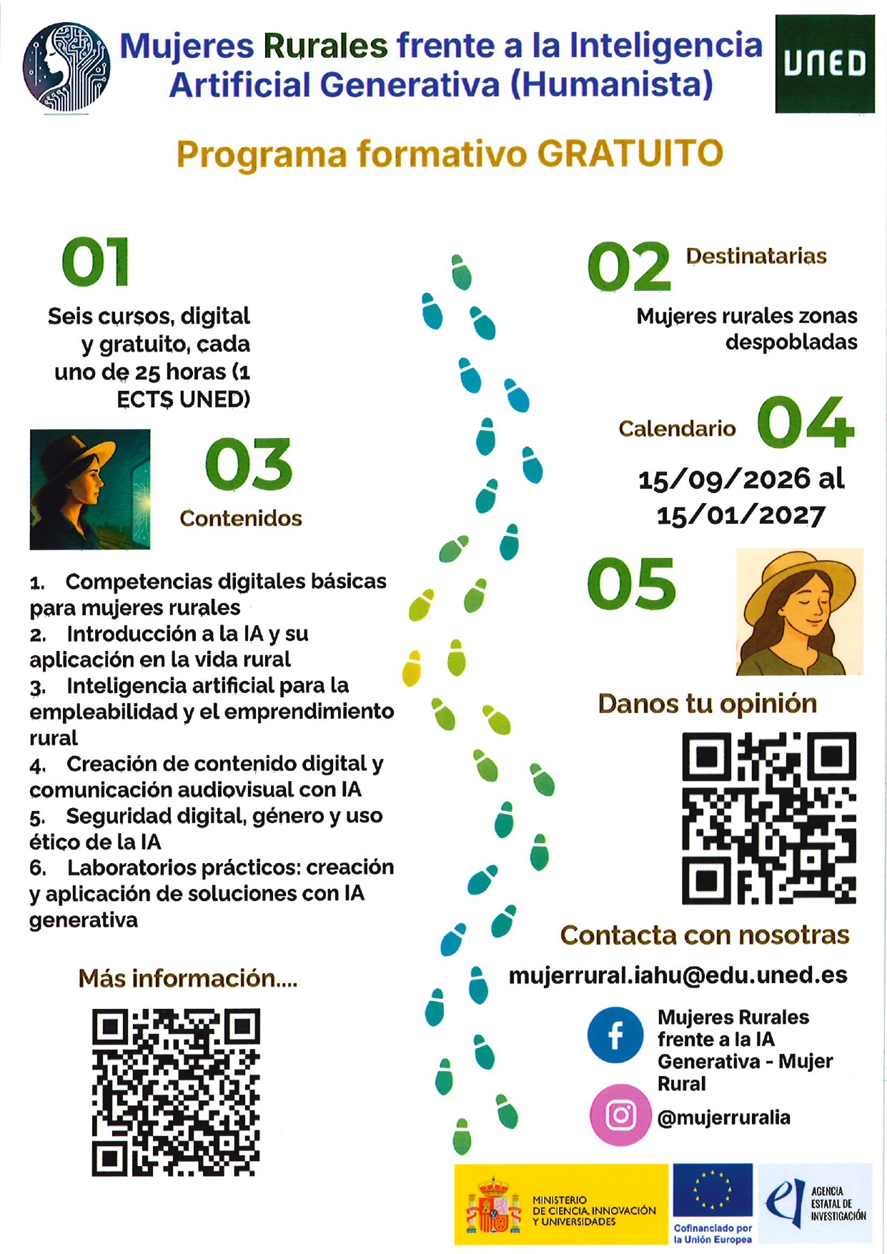 Flyer Programa Formativo IA Generativa Mujer Rural UNED
