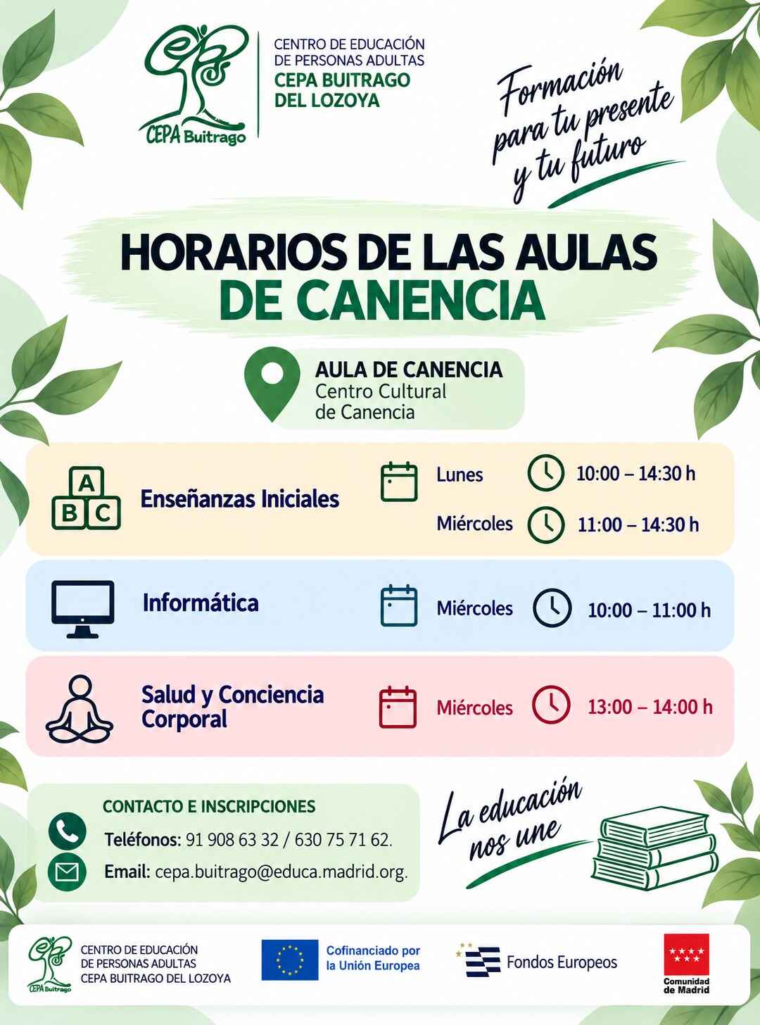 HORARIO ACTIVIDADES CANENCIA