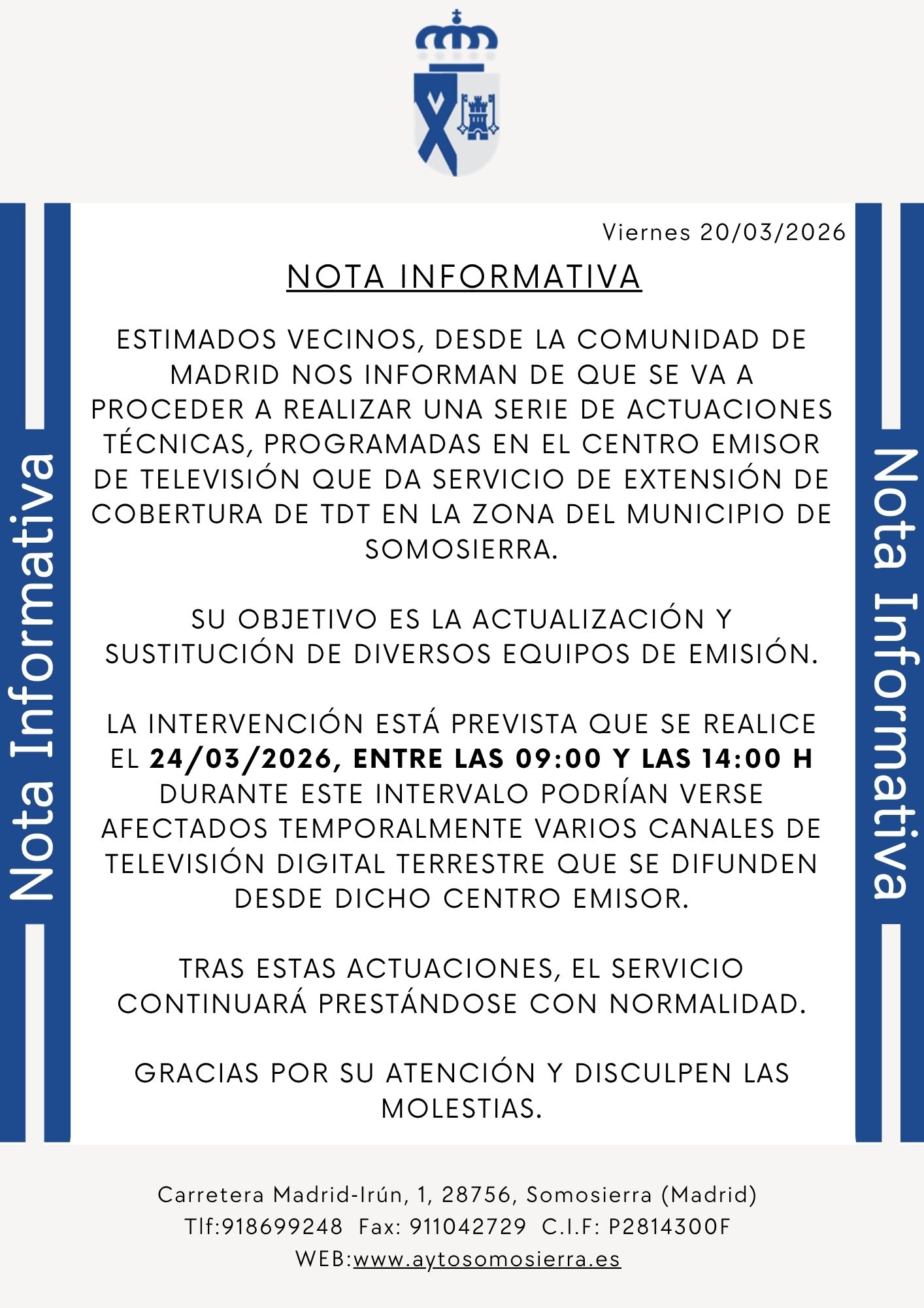 Nota Informativa Actuaciones TDT